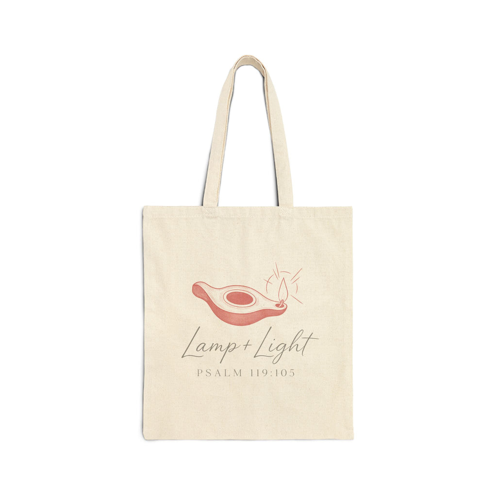 Inspirational Cotton Canvas Tote Bag - 'Lamp & Light' Design