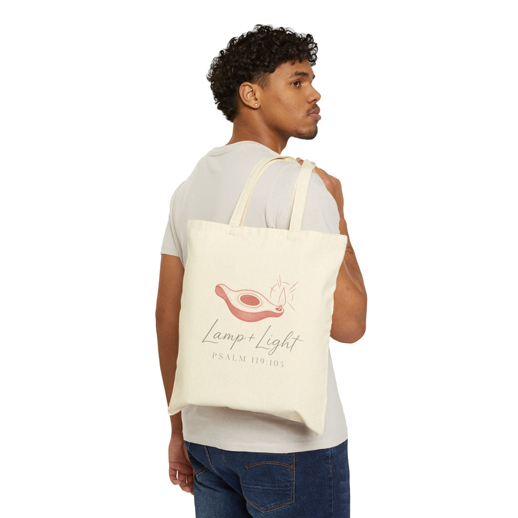 Inspirational Cotton Canvas Tote Bag - 'Lamp & Light' Design